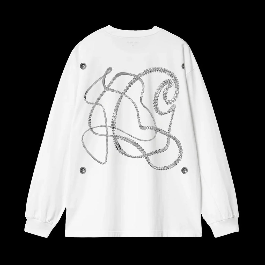 Carhartt WIP L S Chain Link T Shirt White Silver