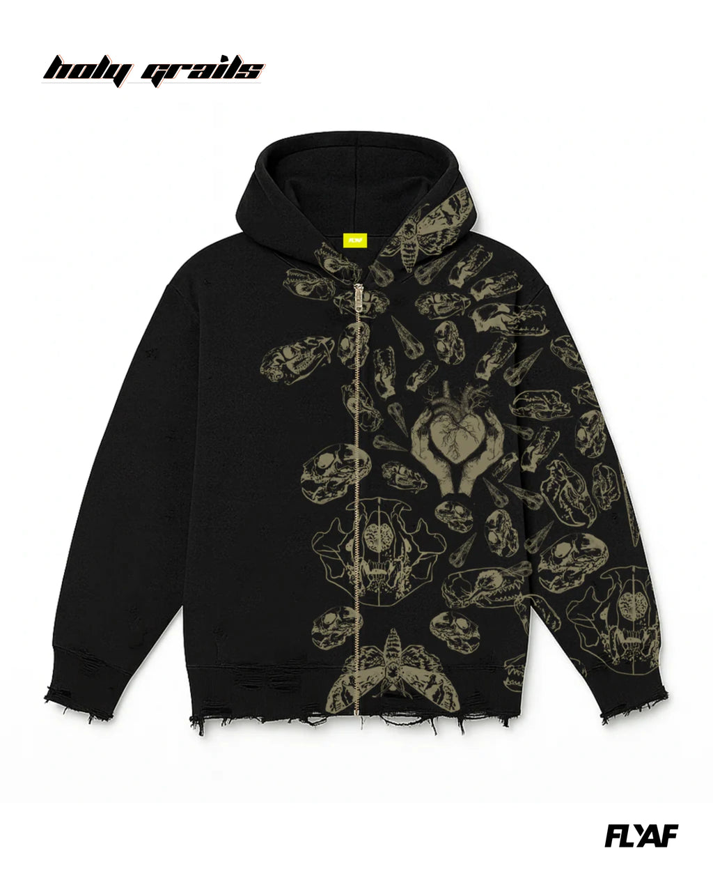 Fractured Pulse Black Zipper Hoodie HG x FLYAF