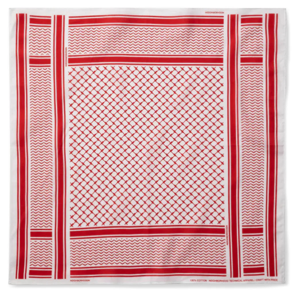 Shemagh Pattern Bandana White Red
