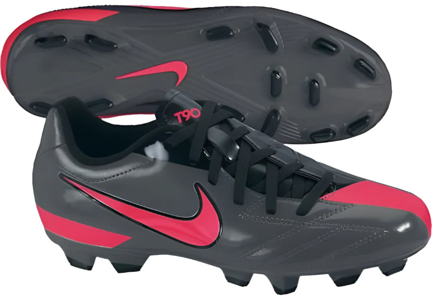 Nike Jr T90 Shoot IV FG Firm Ground Youth Soccer Cleats Black Red