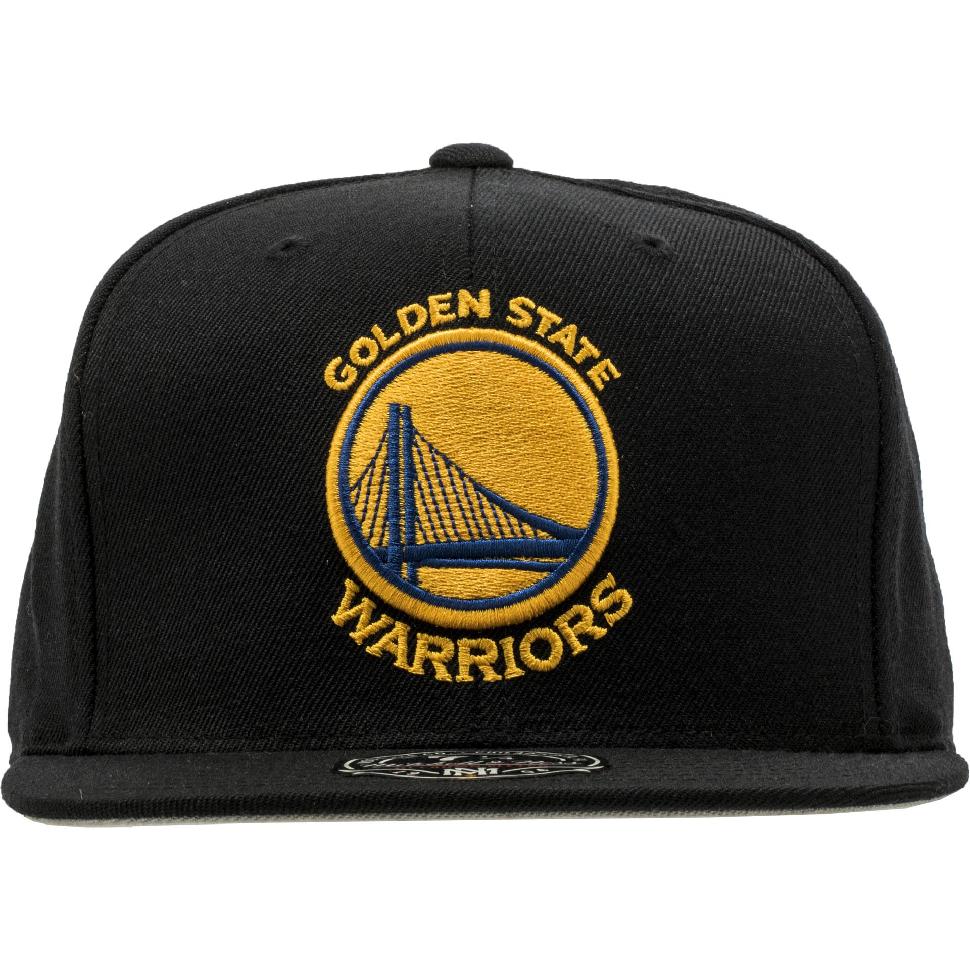 Golden State Warriors NBA High Crown Fitted Hat Mens Black Yellow