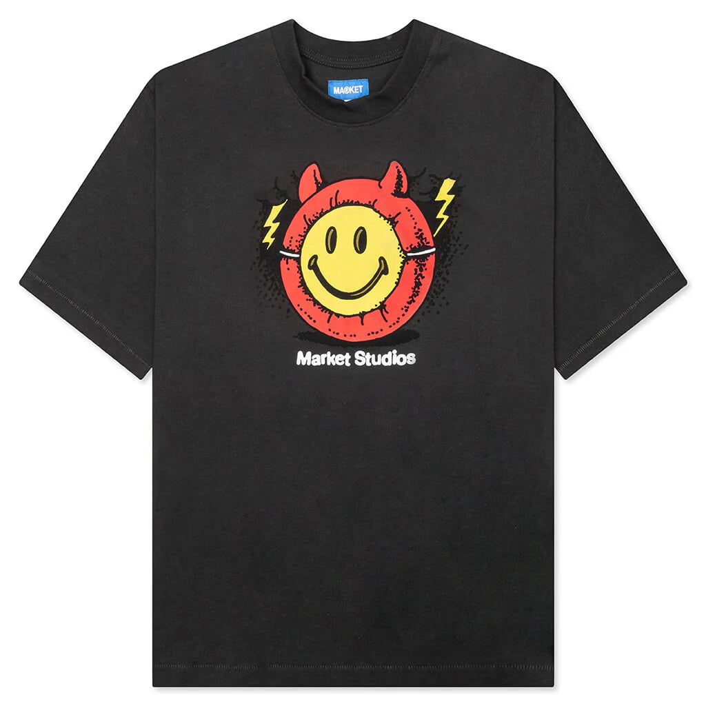 Smiley Masked T Shirt Washed Black