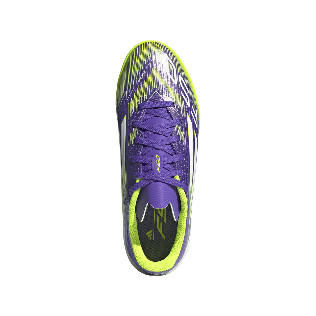 adidas F50 League Indoor Soccer Shoes Kids Purple White Lemon
