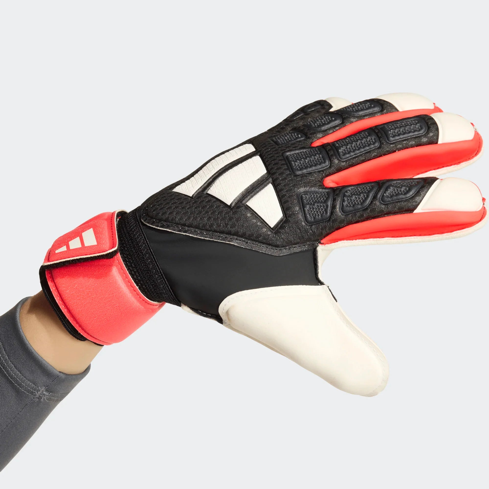 adidas Predator Match Fingersave Goalkeeper Youth Soccer Glove Black Red White