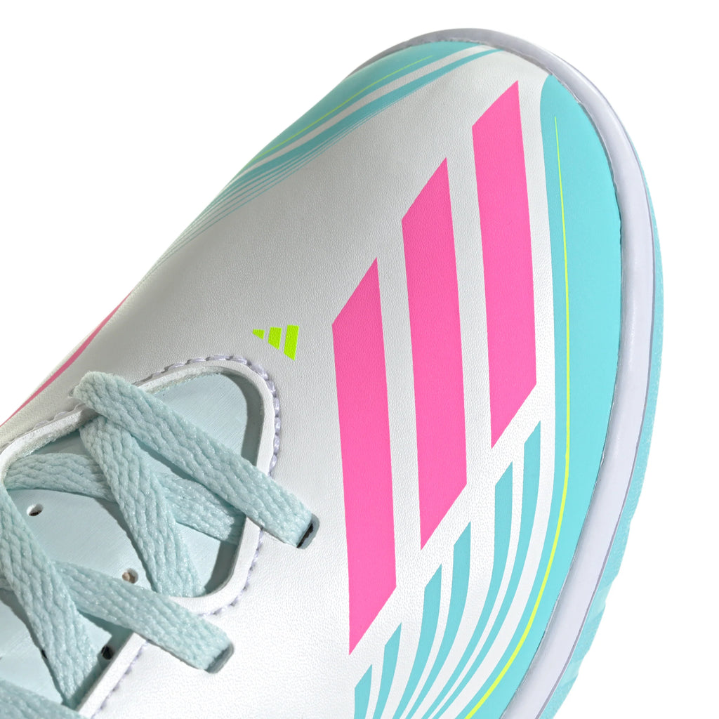 adidas F50 Messi Club IN Indoor Youth Soccer Shoes White Pink Aqua