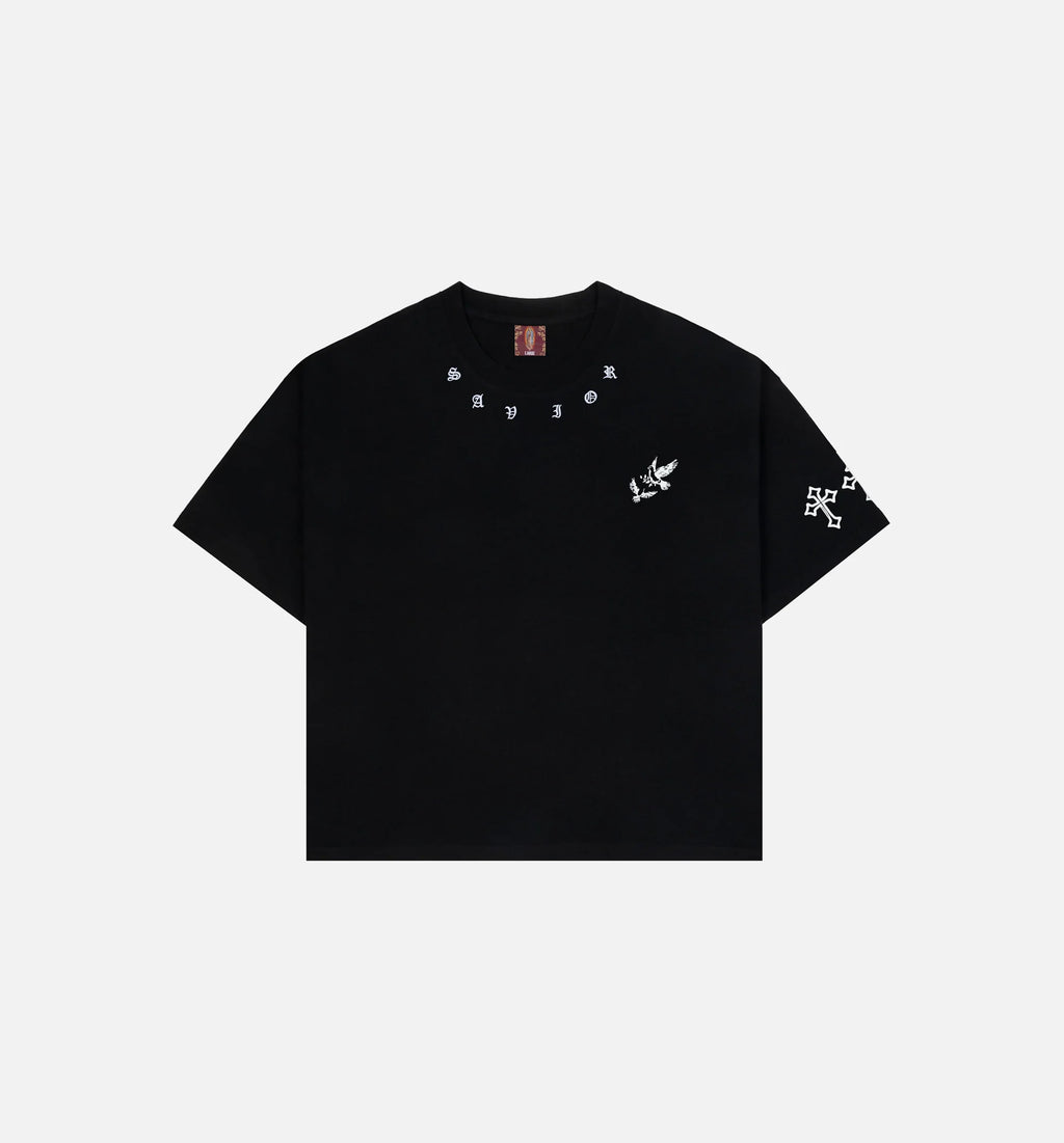 The Faith Mens Short Sleeve Shirt Black White