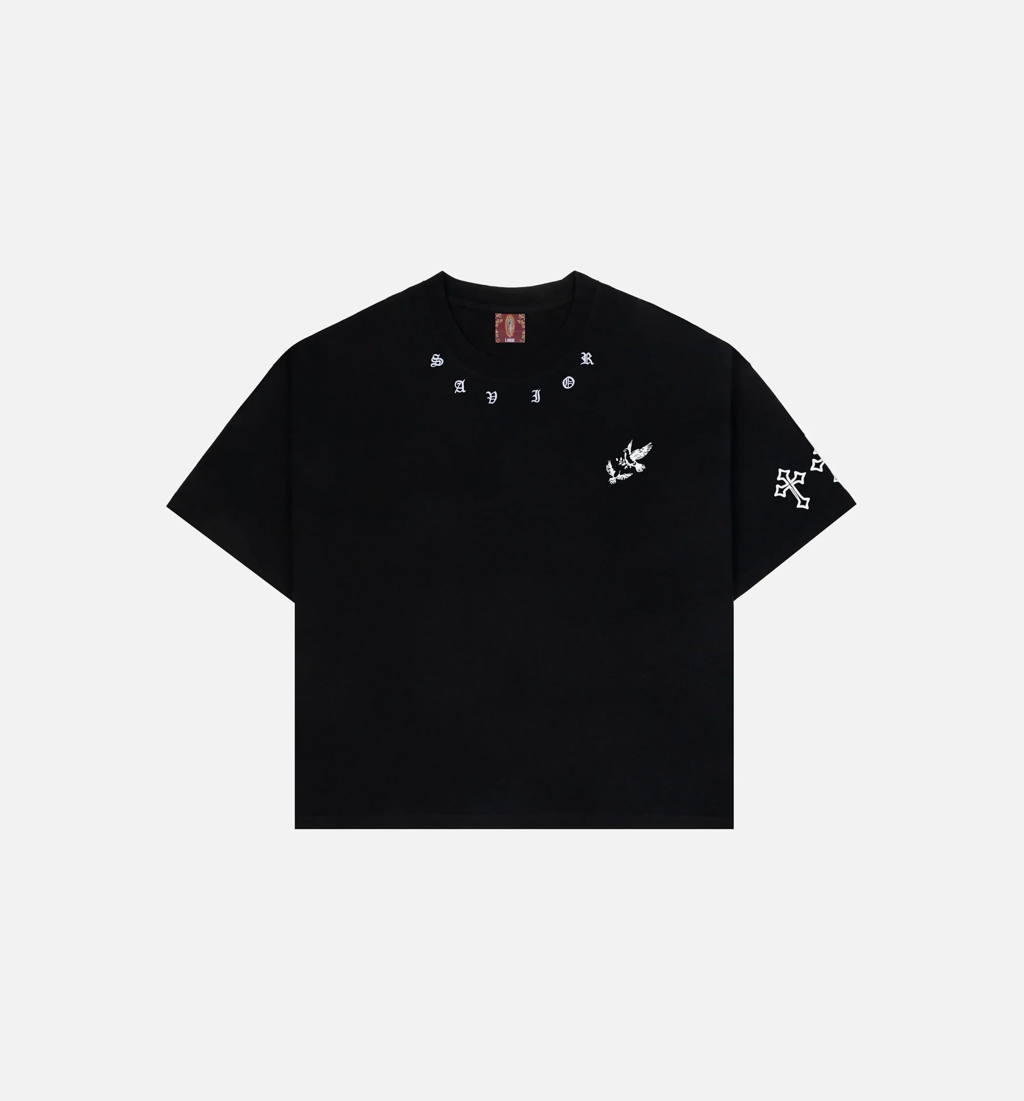 The Faith Mens Short Sleeve Shirt Black White