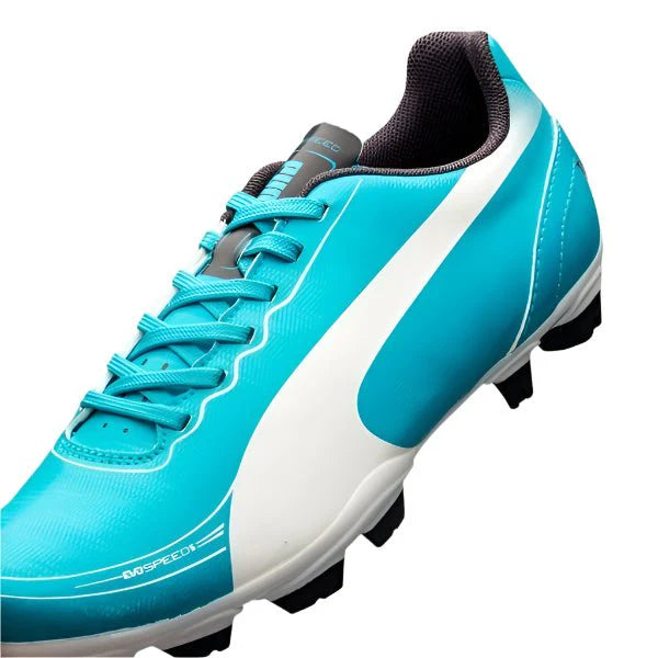 PUMA Kids evoSPEED 52 FG Firm Ground Soccer Cleats Jr Purple Blue Bird White