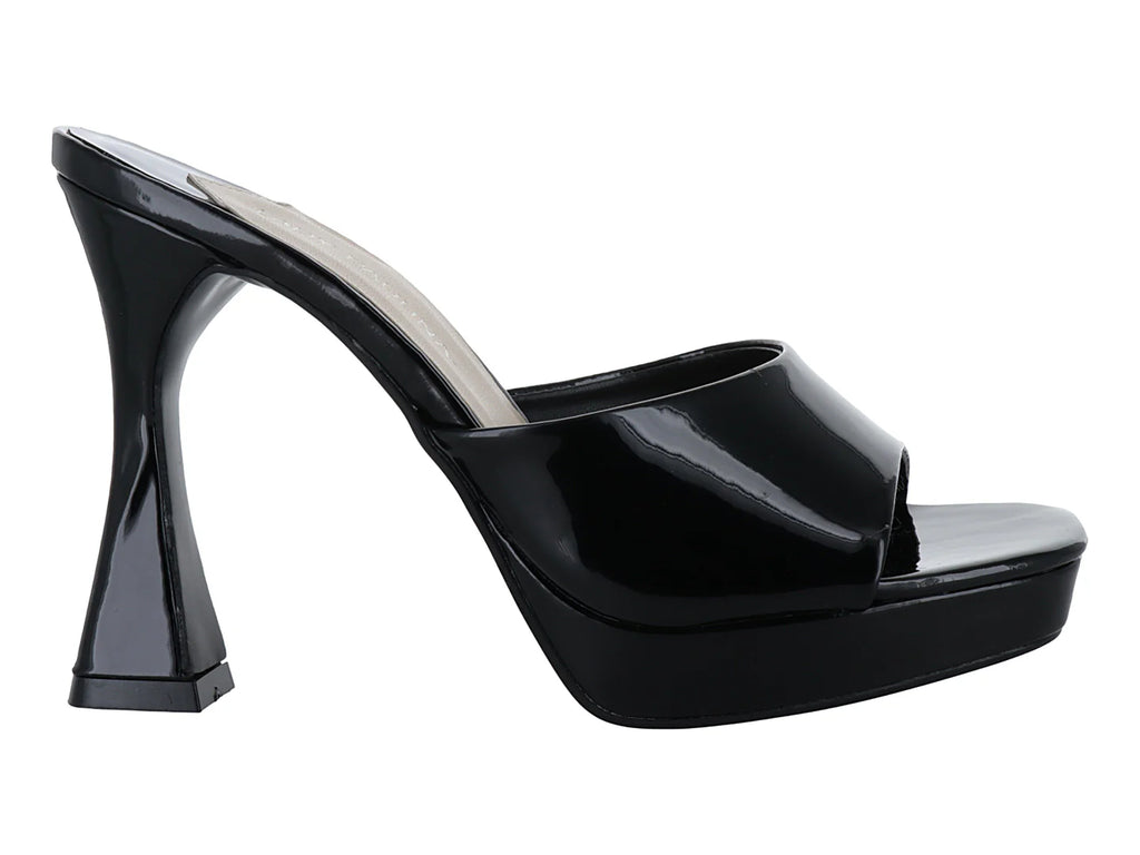 Zapatillas de Tacón Charol Negro Lady Paulina para Mujer