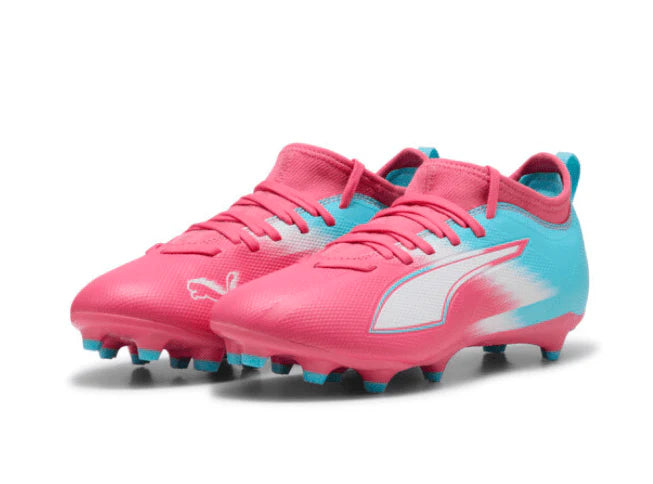 PUMA Ultra 6 Match RE Charge FG AG Firm Multi Ground Kids Soccer Cleats Blue Pink