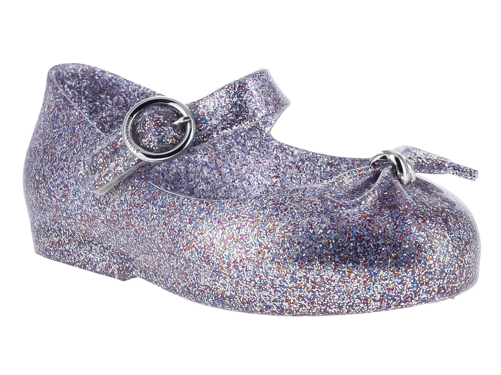 Zapatos Mary Jane Mini Melissa Plata Glitter para Niña
