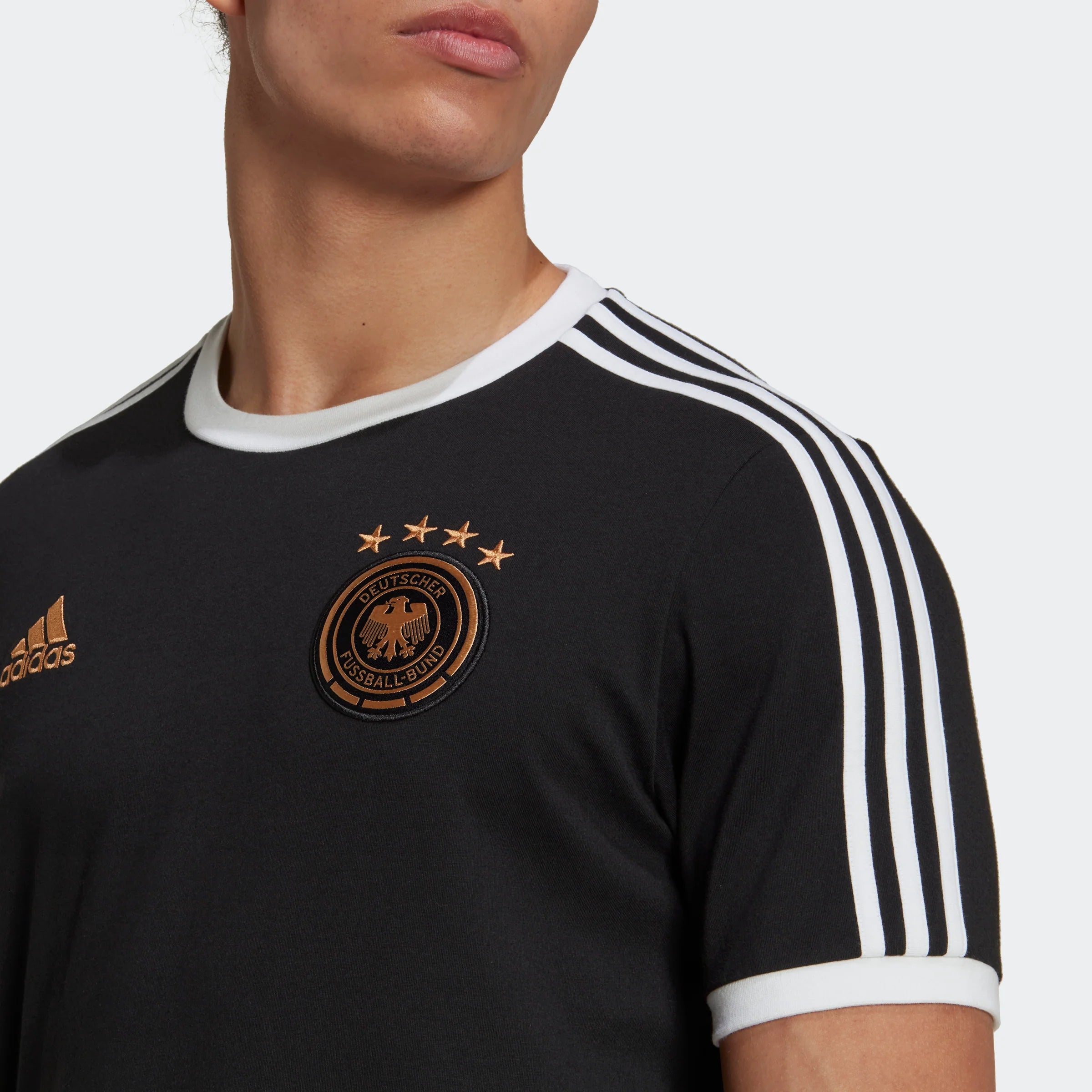 adidas Germany DNA 3 Strpes Mens Soccer T Shirt Black White