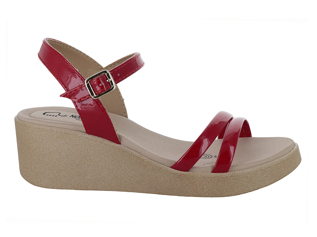 Sandalias Nomadas Charol Rojo para Mujer