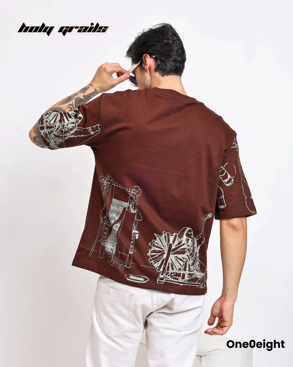 Weaving Illusions Brown Oversize Tee HG x One0eight