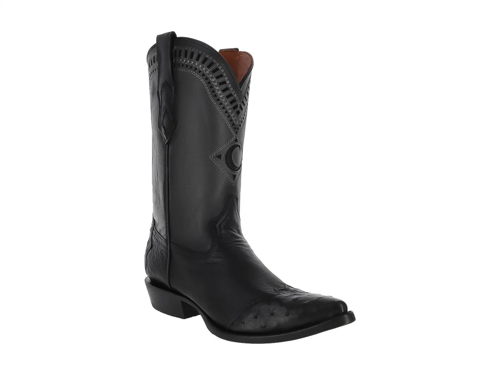 Botas Vaqueras Cuadra de Piel de Avestruz Negro
