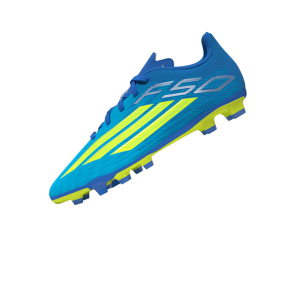 adidas F50 Club FG MG Firm Ground Multi Ground Youth Soccer Cleats Blue Yellow Aqua