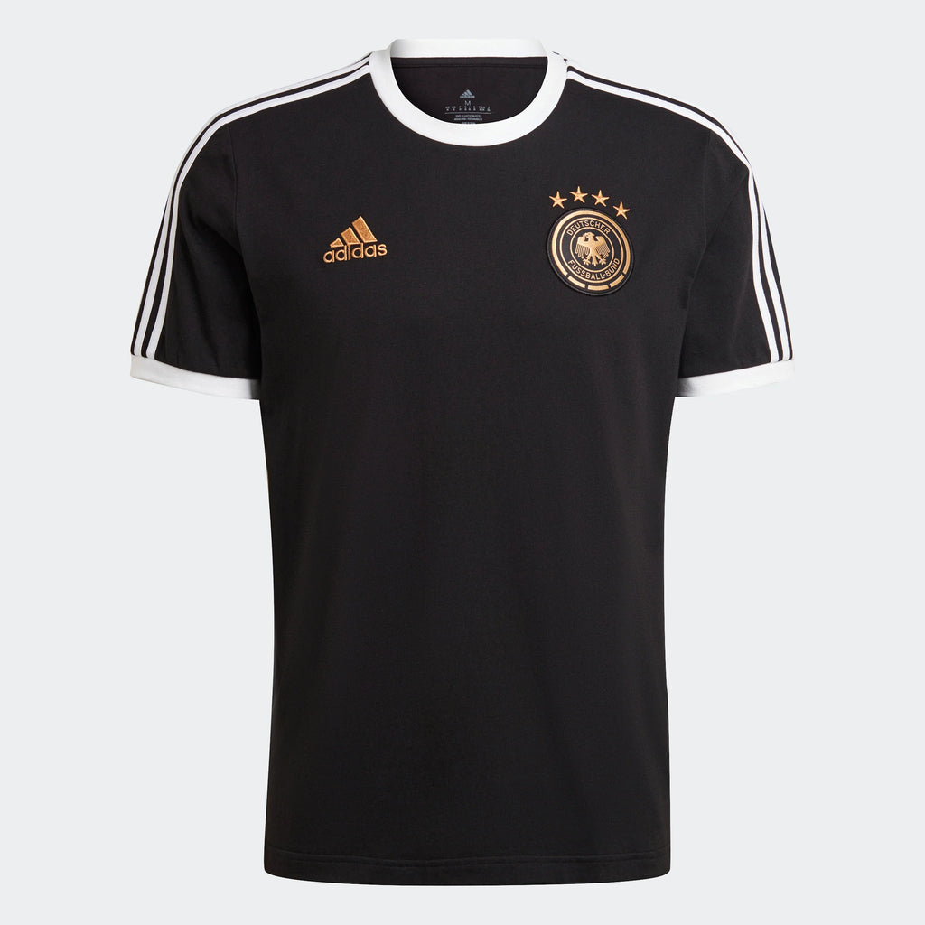 adidas Germany DNA 3 Strpes Mens Soccer T Shirt Black White