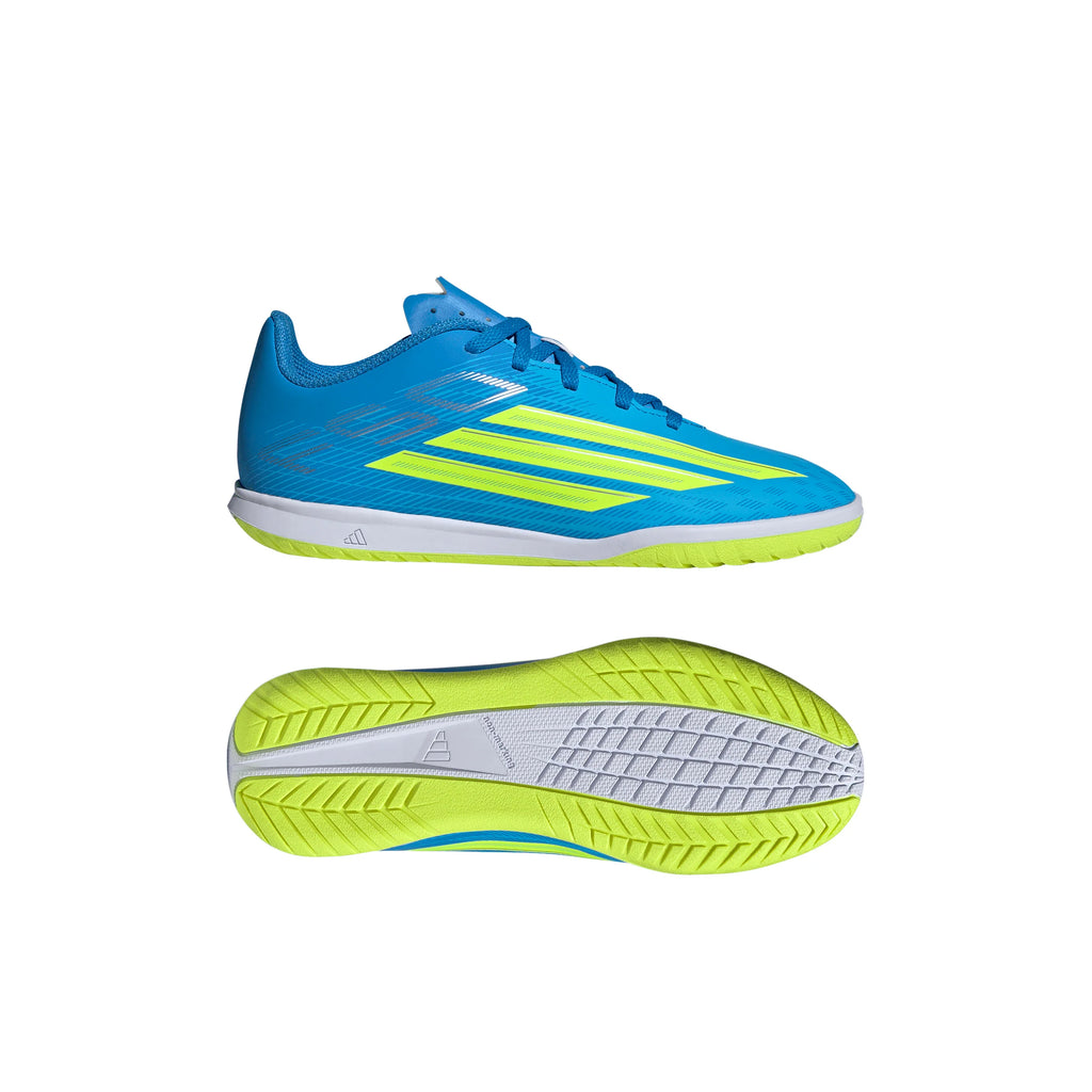 adidas F50 Club IN Indoor Youth Soccer Shoes Blue Yellow Aqua