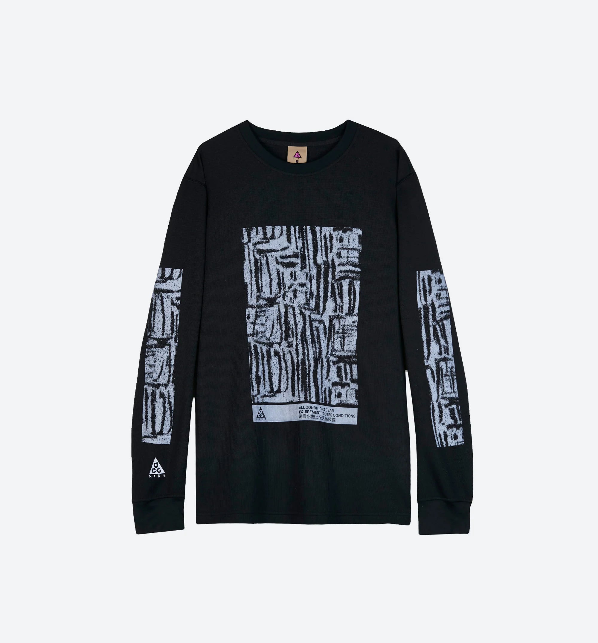 NRG ACG Waffle Long Sleeve Mens Shirt Black Black