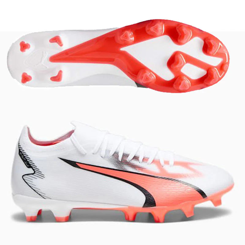 PUMA Ultra Match FG AG Firm Ground Cleats White Black Fire Orchid