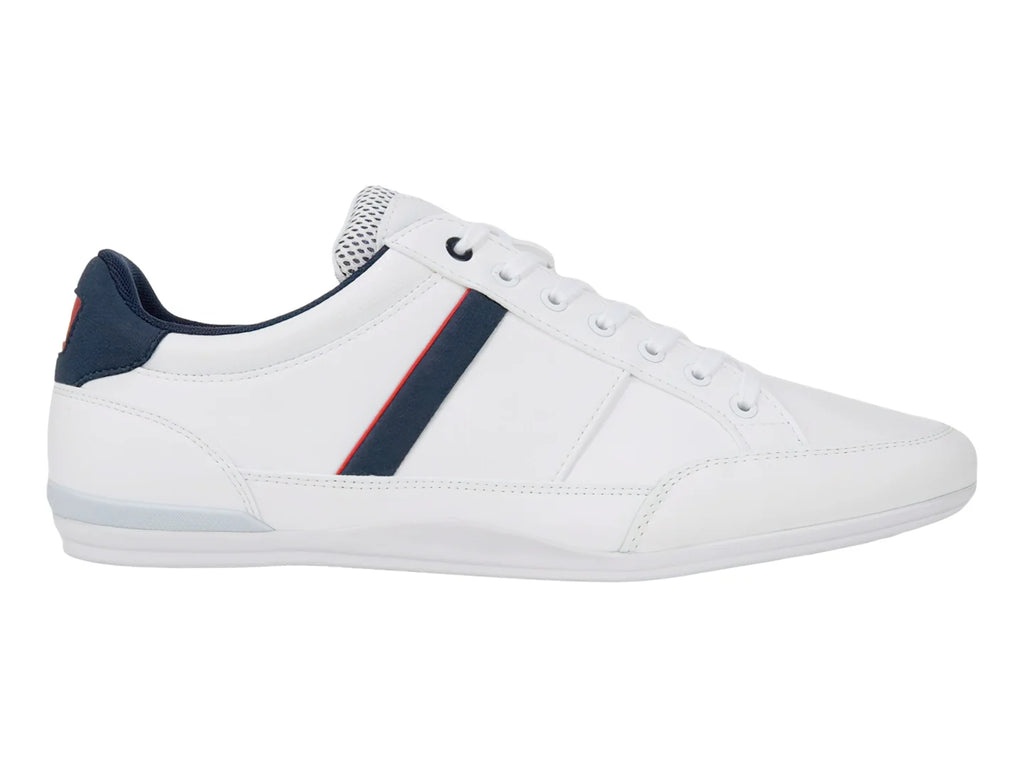 Tenis Lacoste Chaymon Blanco Azul y Rojo para Hombre