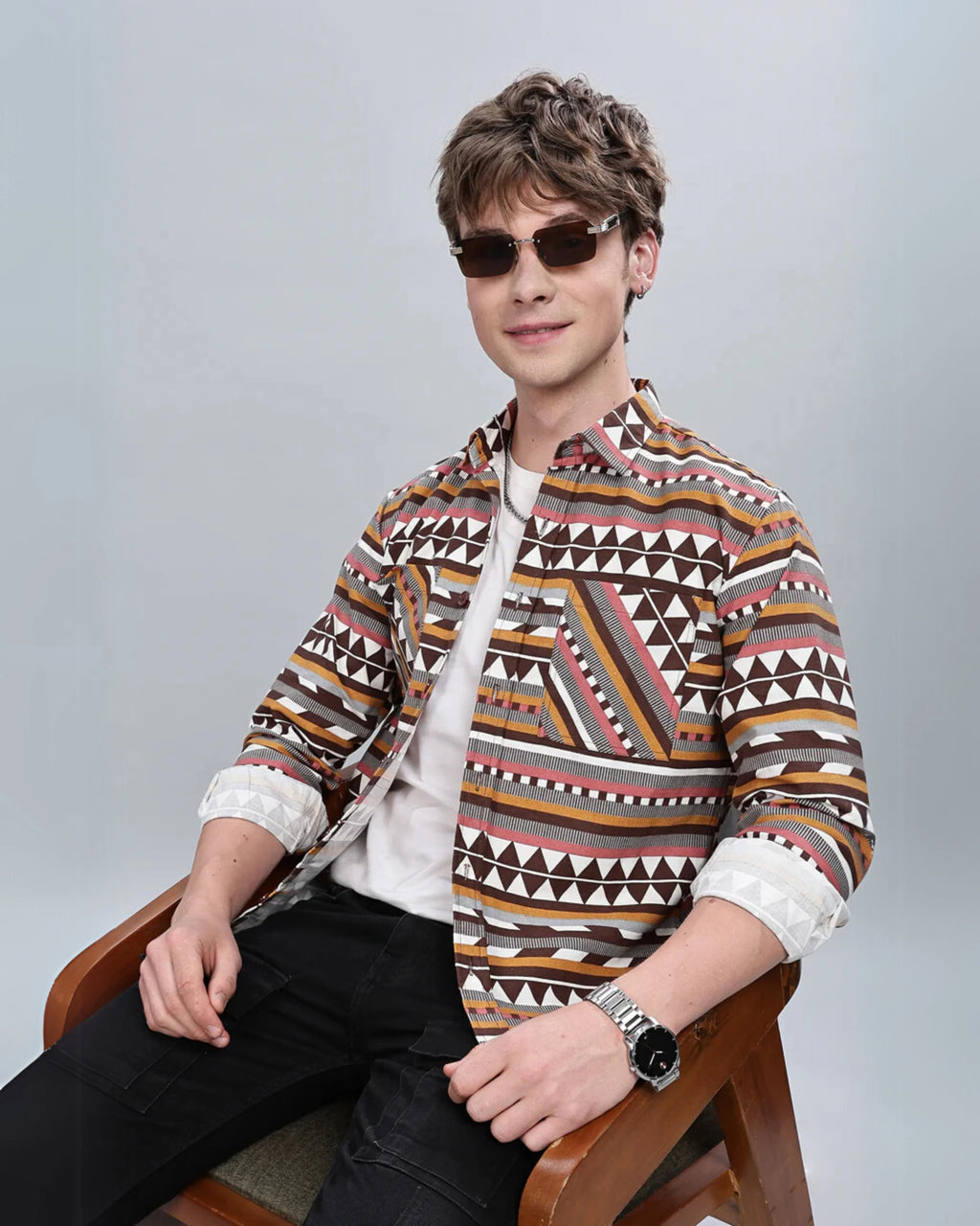 Orange Aztec Overshirt HG x Bumchiq