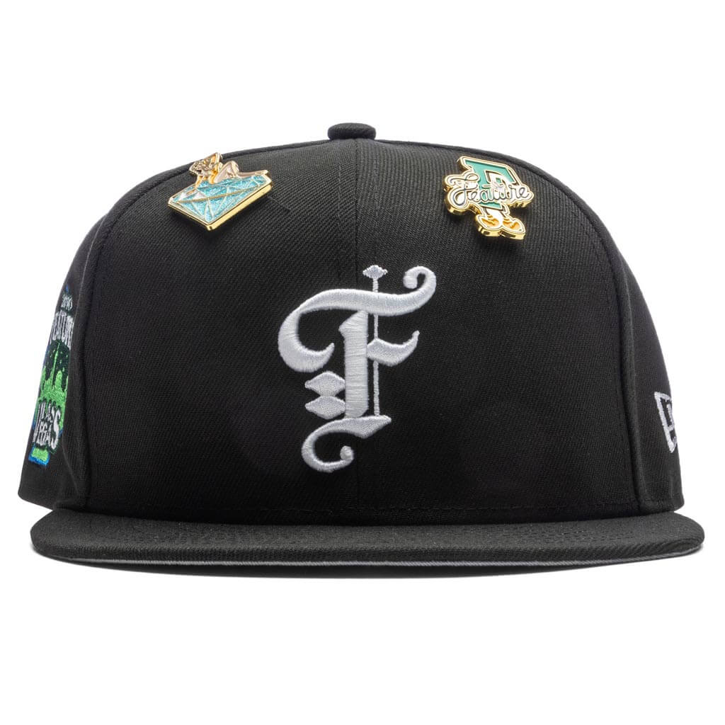 Feature x New Era Old English Las Vegas Fitted Black Snow Grey
