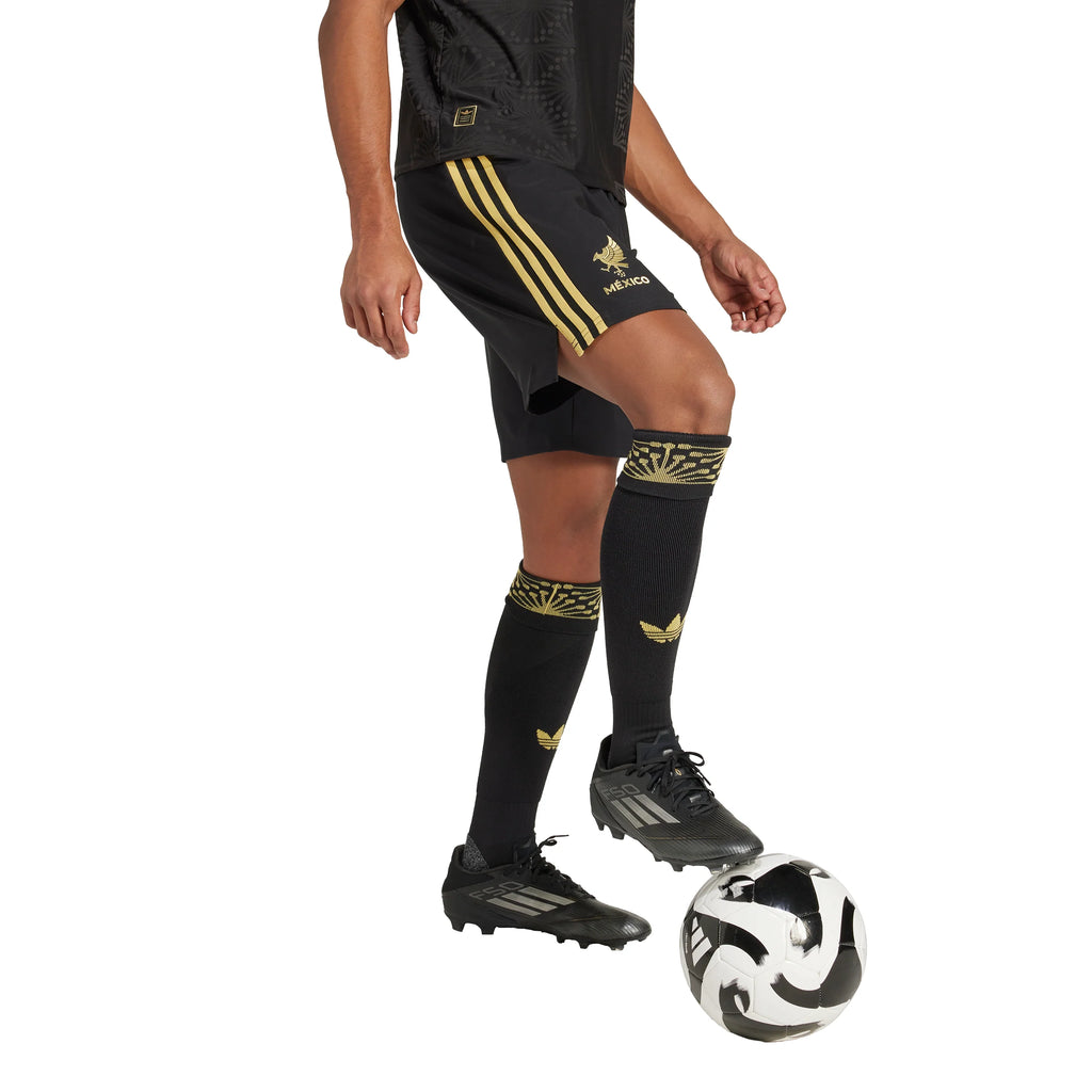 adidas Mexico 25 Gold Mens Soccer Shorts Black