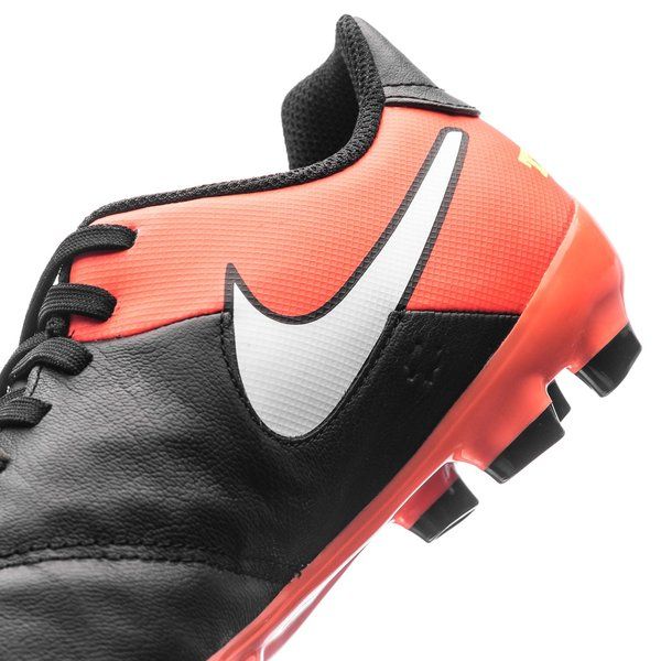 Nike Tiempo Genio II Leather FG Firm Groun Soccer Cleats Black White Orange