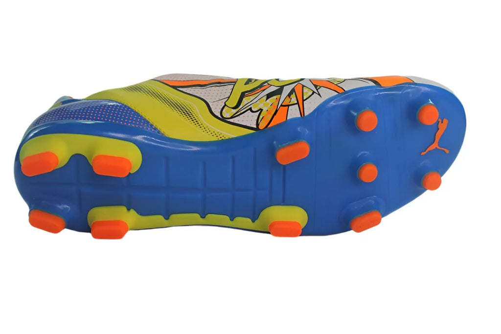 PUMA EvoPOWER 32 Pop FG Jr Firm Ground Youth Soccer Cleats White Orange Blue
