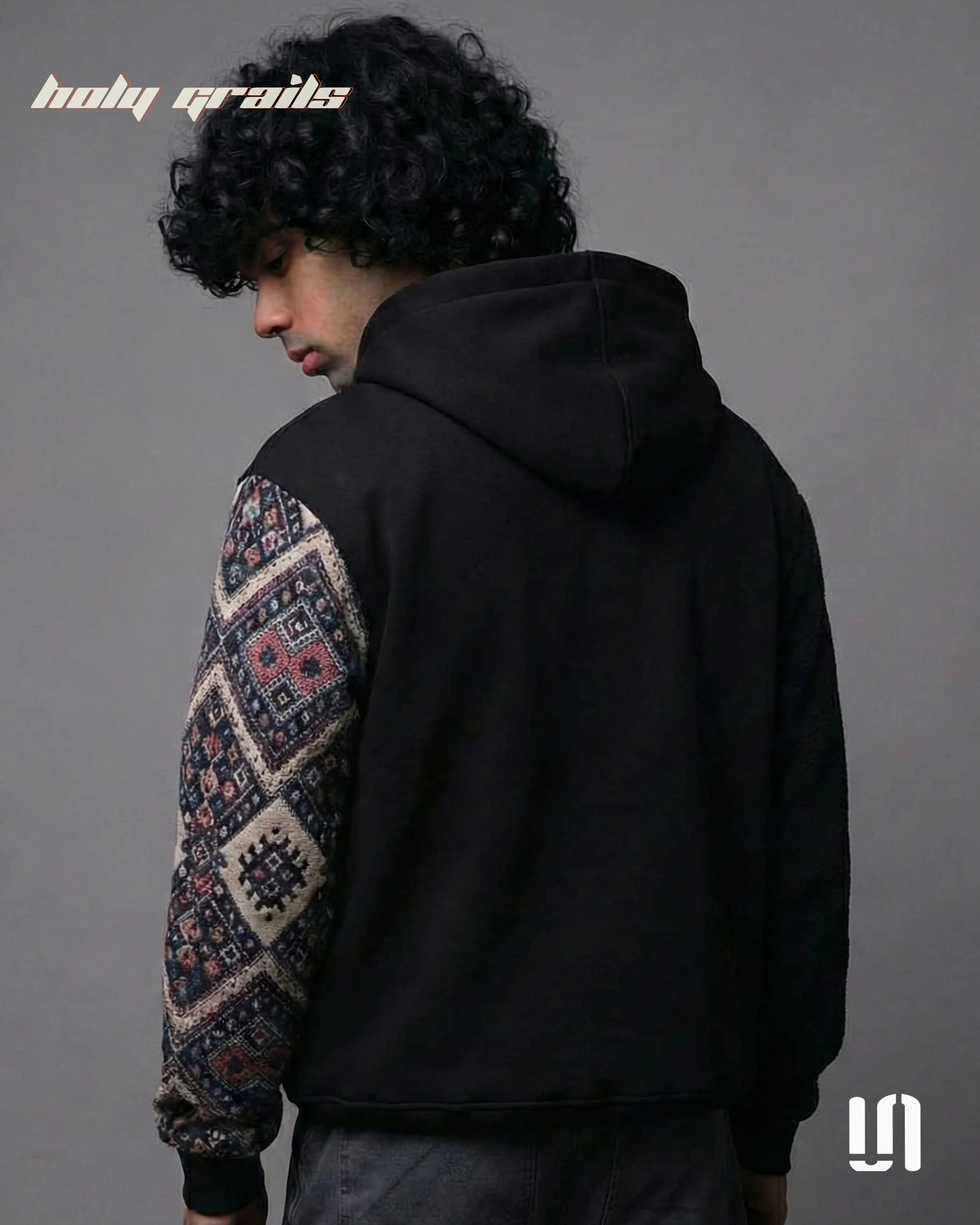 One Sleeve Jacquard Black Zipper Hoodie HG x Sullitt