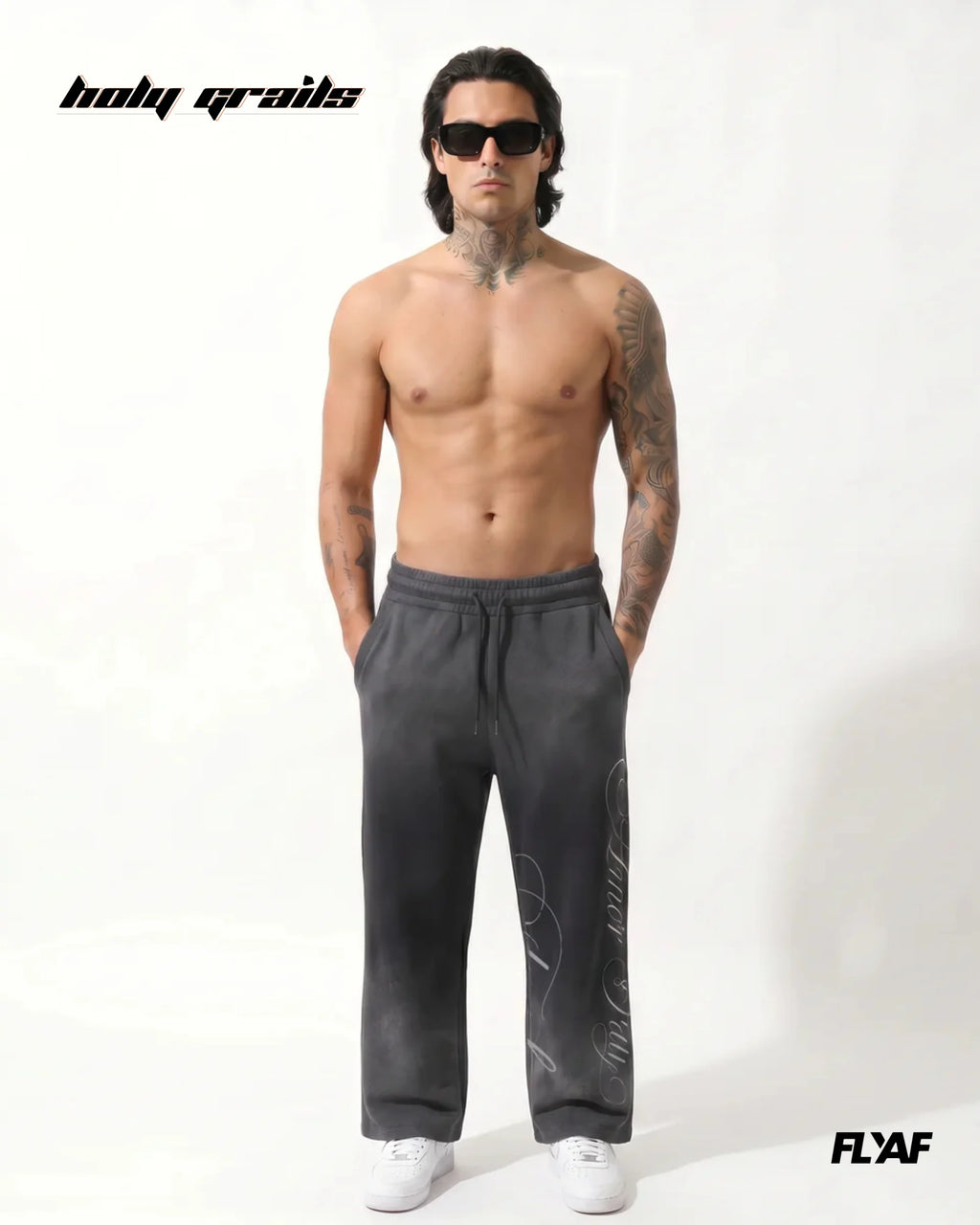 Amore Grey Baggy Joggers HG x FLYAF