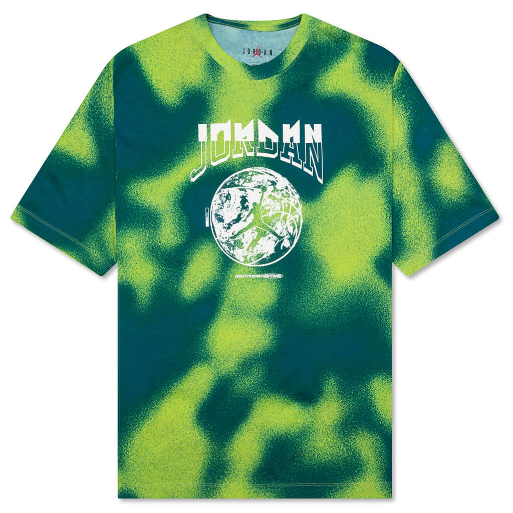 Sport AOP S S Crewneck Mardi Gras Pine Green