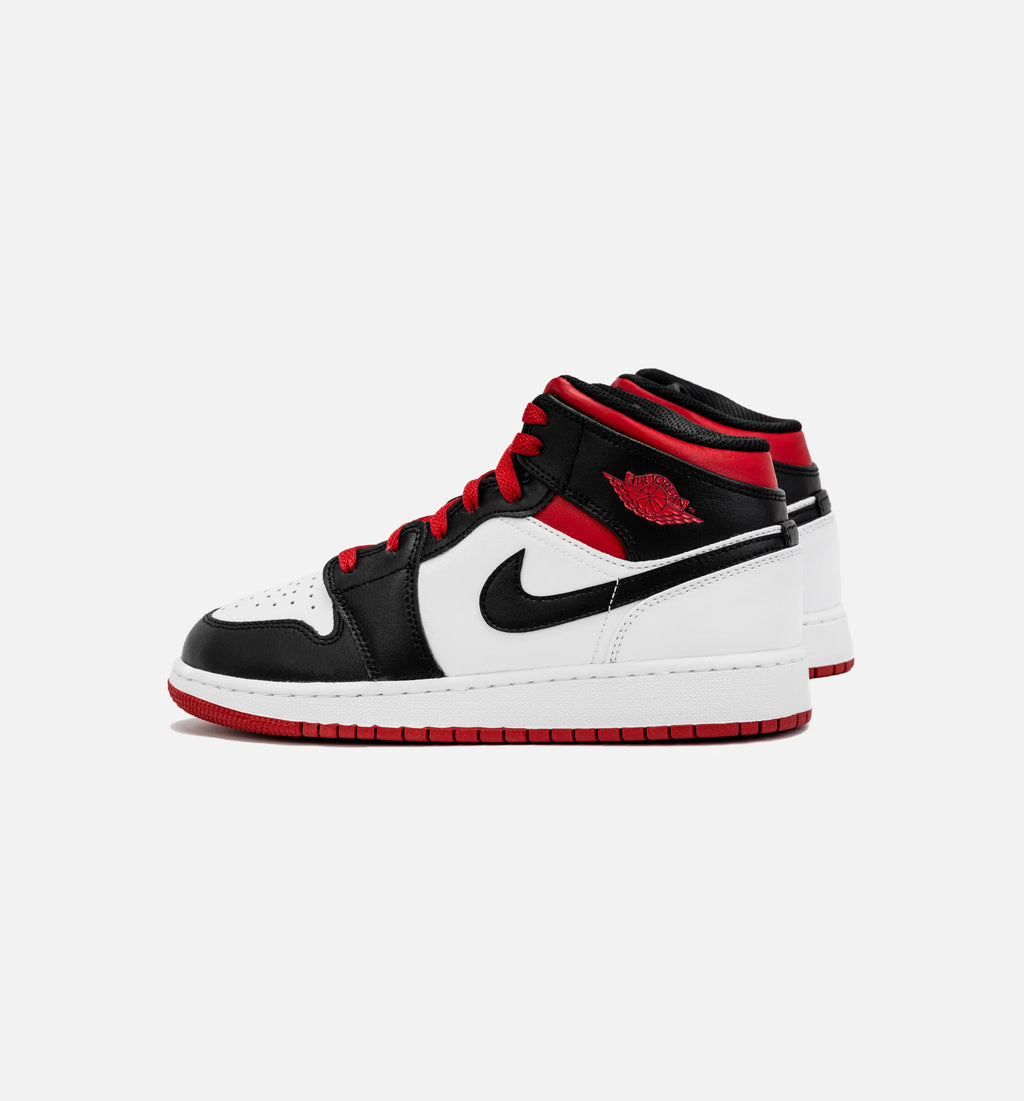 Air Jordan 1 Retro Mid Gym Red Grade School Lifestyle Shoe Black Red