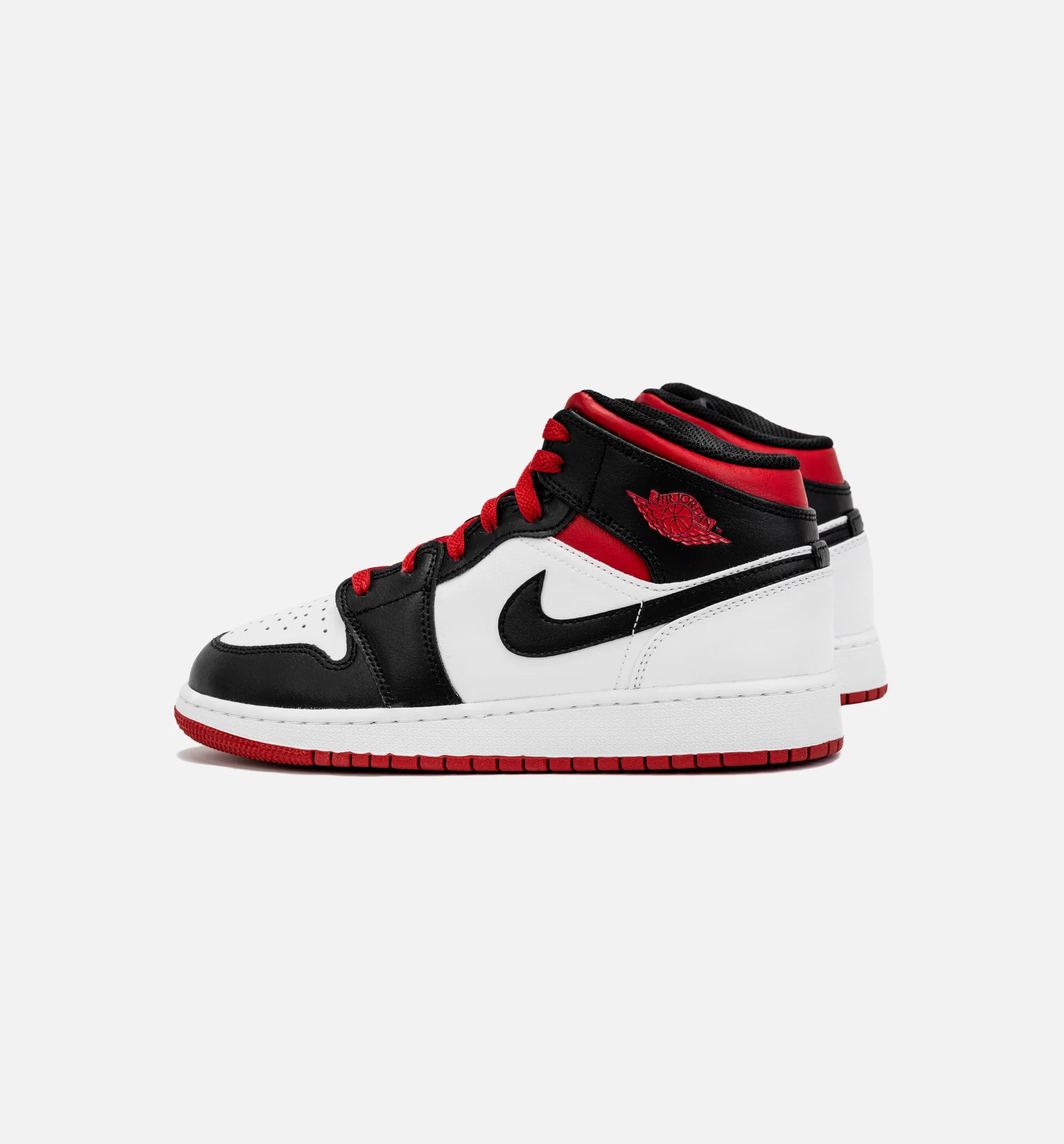 Air Jordan 1 Retro Mid Gym Red Grade School Lifestyle Shoe Black Red