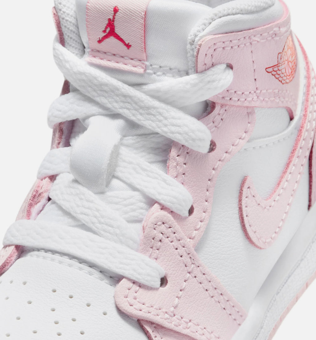 Air Jordan 1 Mid Infant Toddler Lifestyle Shoe Pink Foam Fire Red White