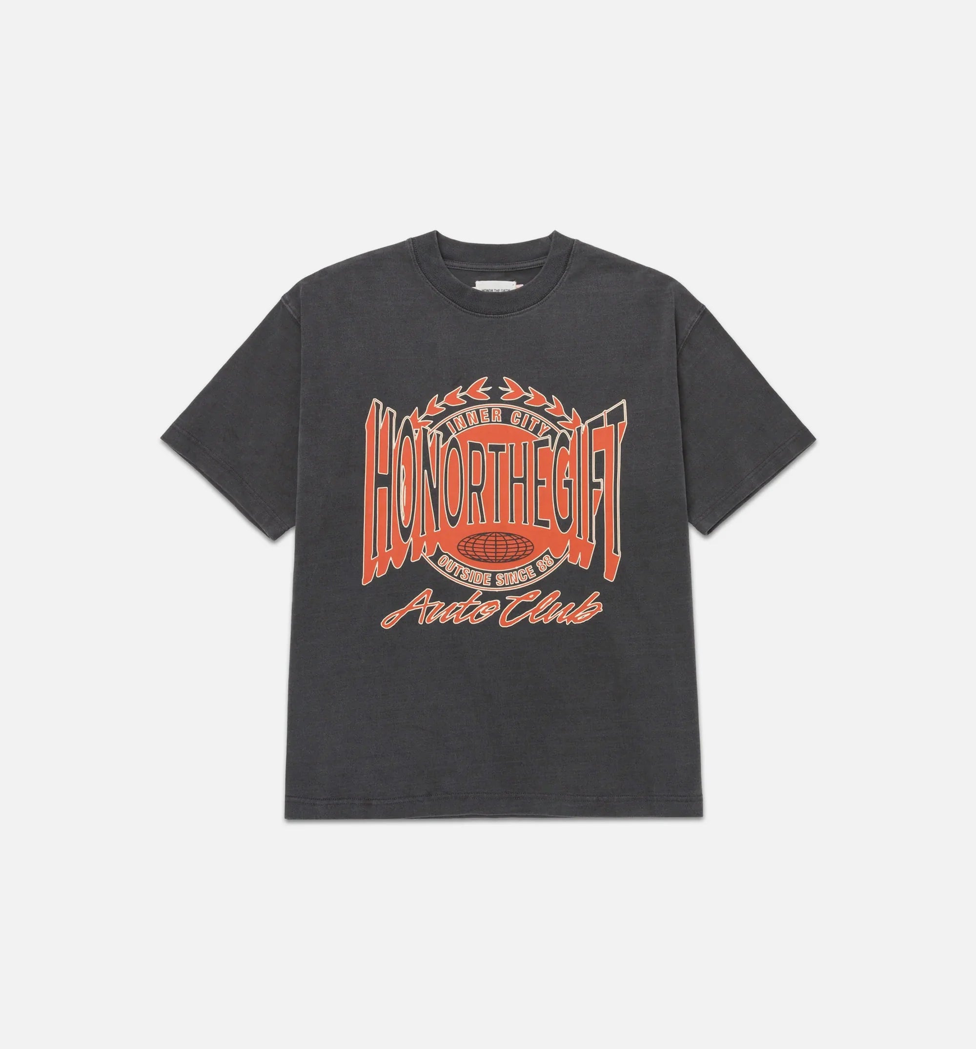 Honor Club Mens Short Sleeve Shirt Grey Orange