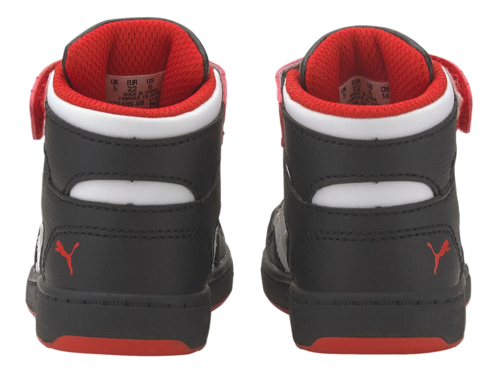 Tenis PUMA Rebound Layup Negro y Rojo para Niño