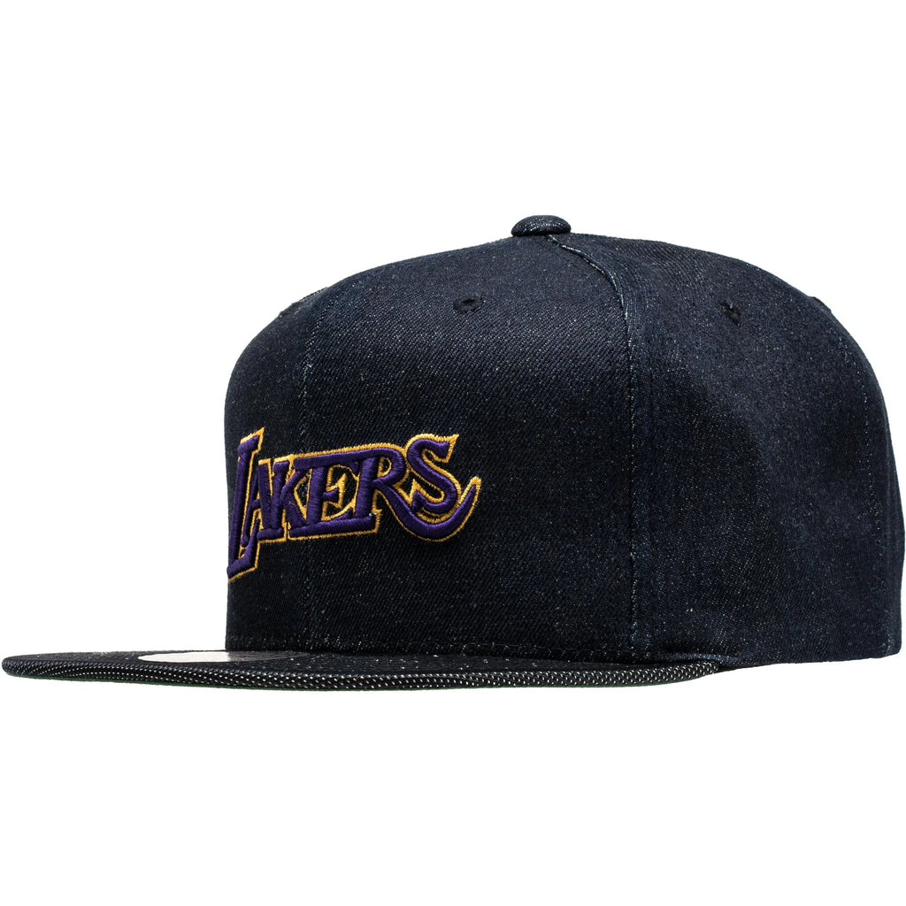 Los Angeles Lakers NBA Raw Snapback Mens Denim Yellow