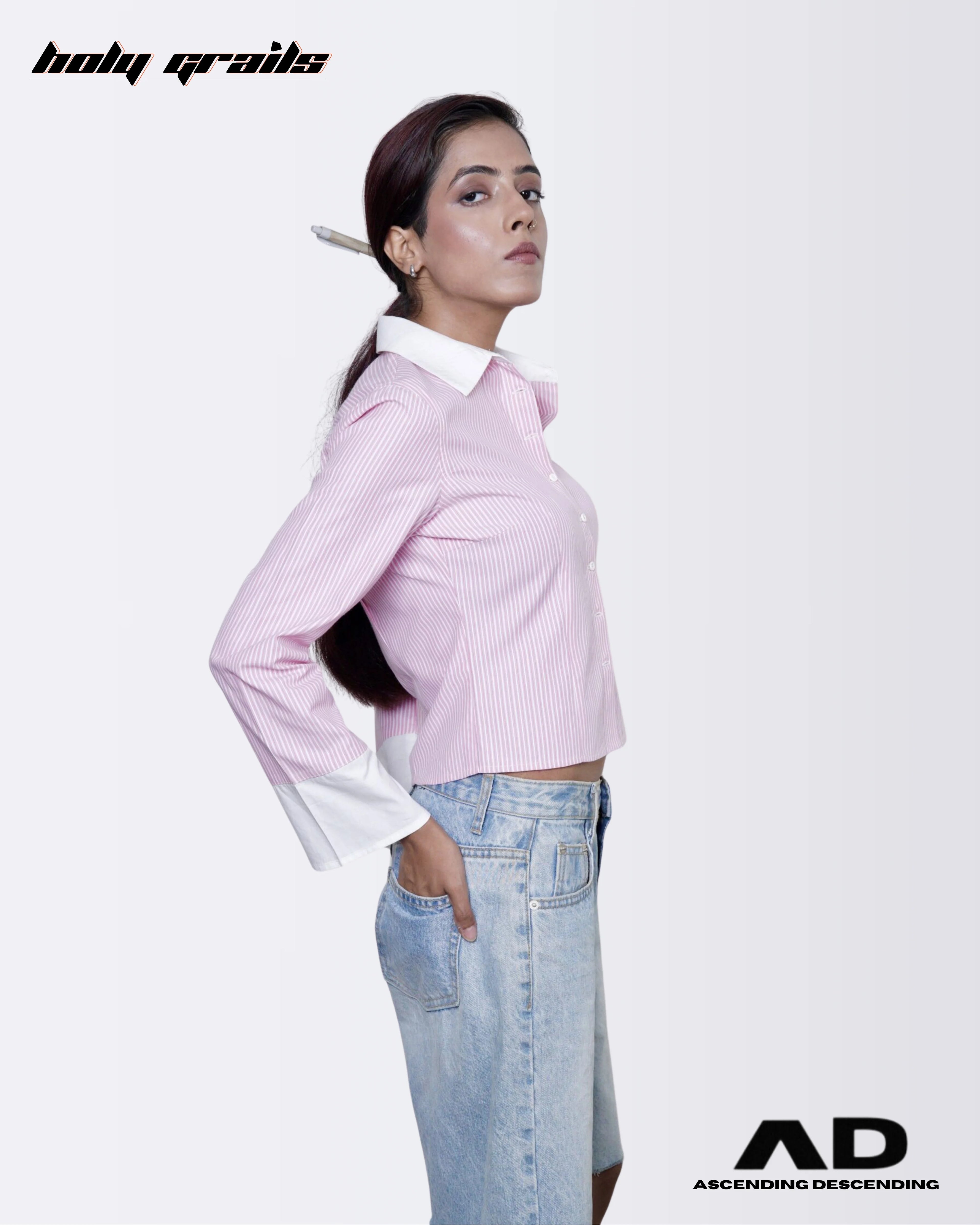 Blush Boss Crop Stripes Shirt HG x Ascending Descending