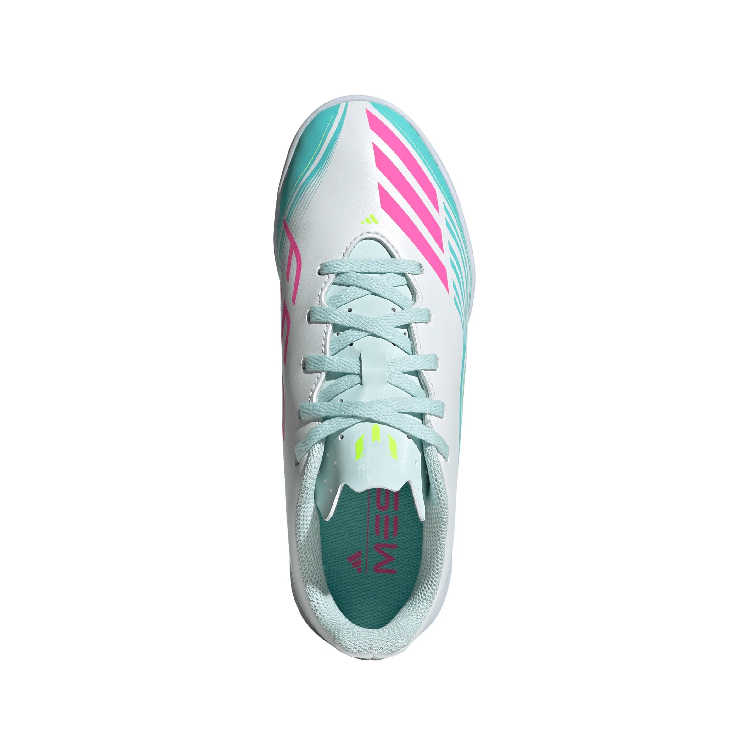 adidas F50 Messi Club IN Indoor Youth Soccer Shoes White Pink Aqua