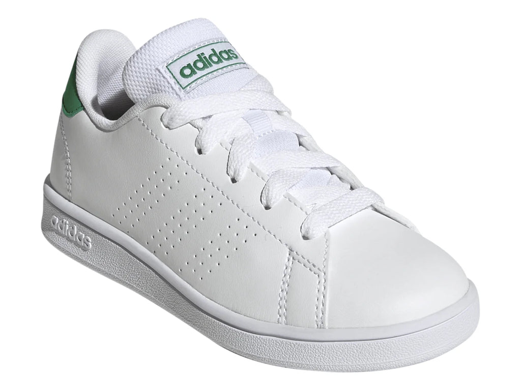Tenis Adidas Advantage K Blanco y Verde para Niño