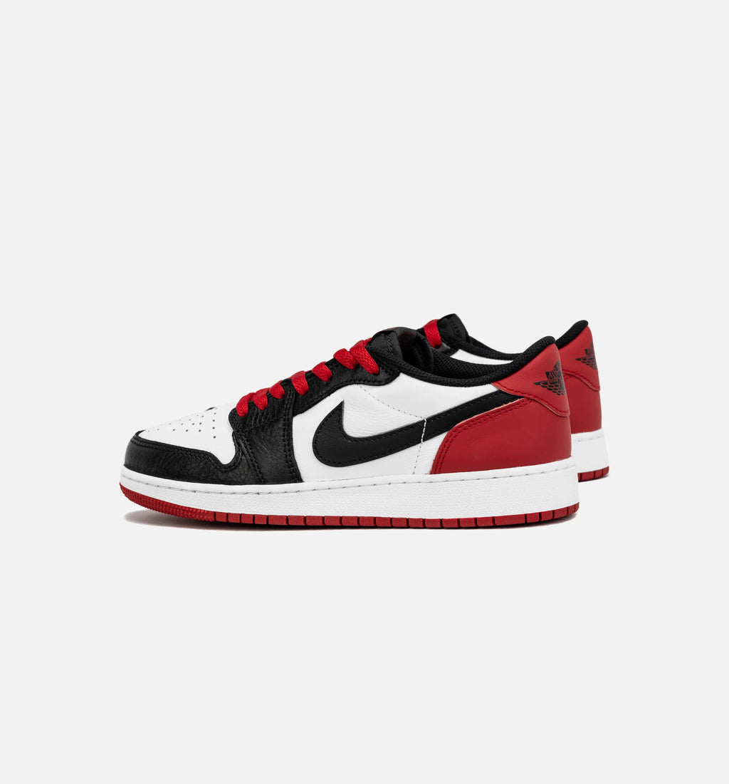 Air Jordan 1 Retro Low OG Black Toe Grade School Lifestyle Shoe White Red