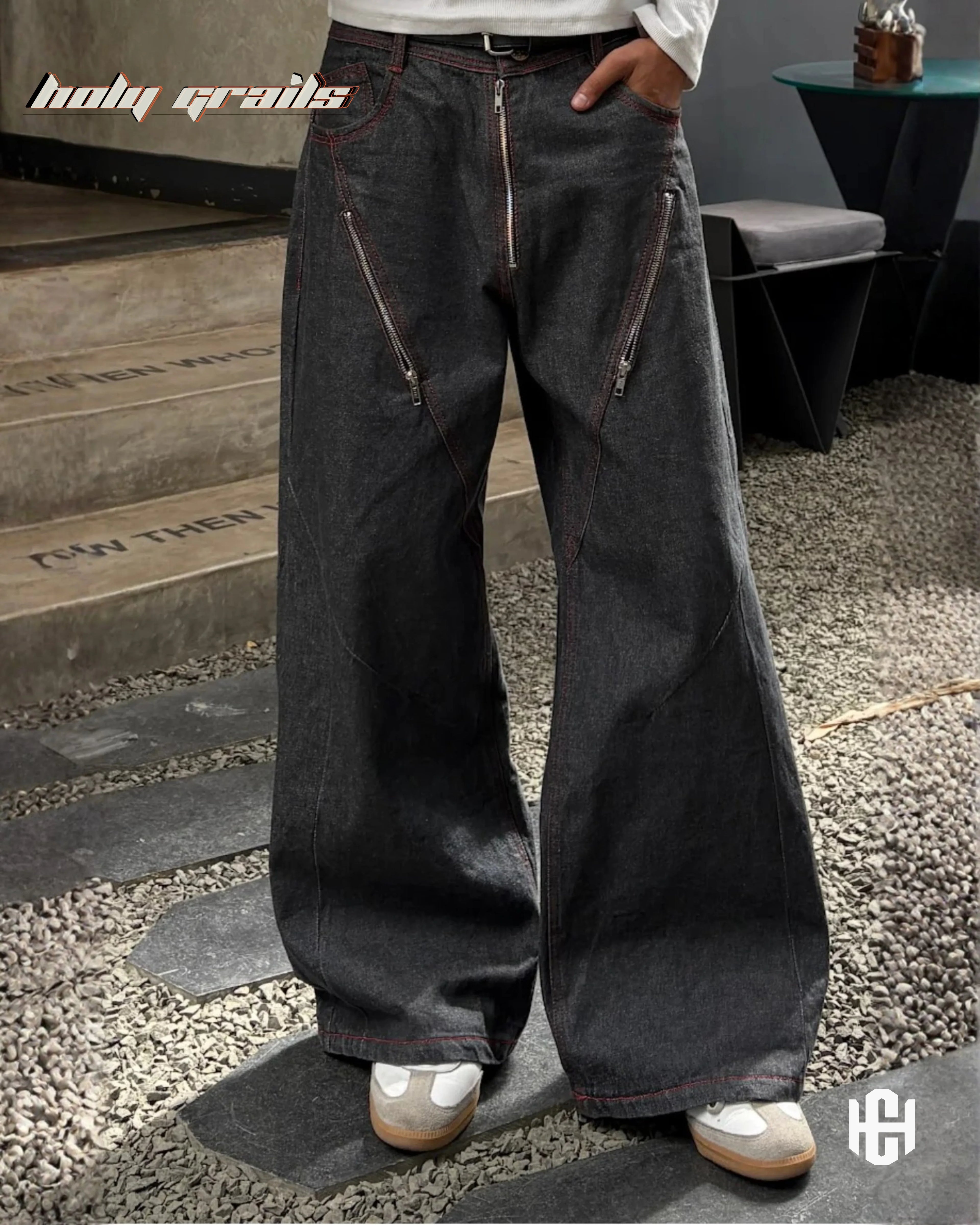 Gunmetal Chained Grey Denim Jeans HG x Charactr