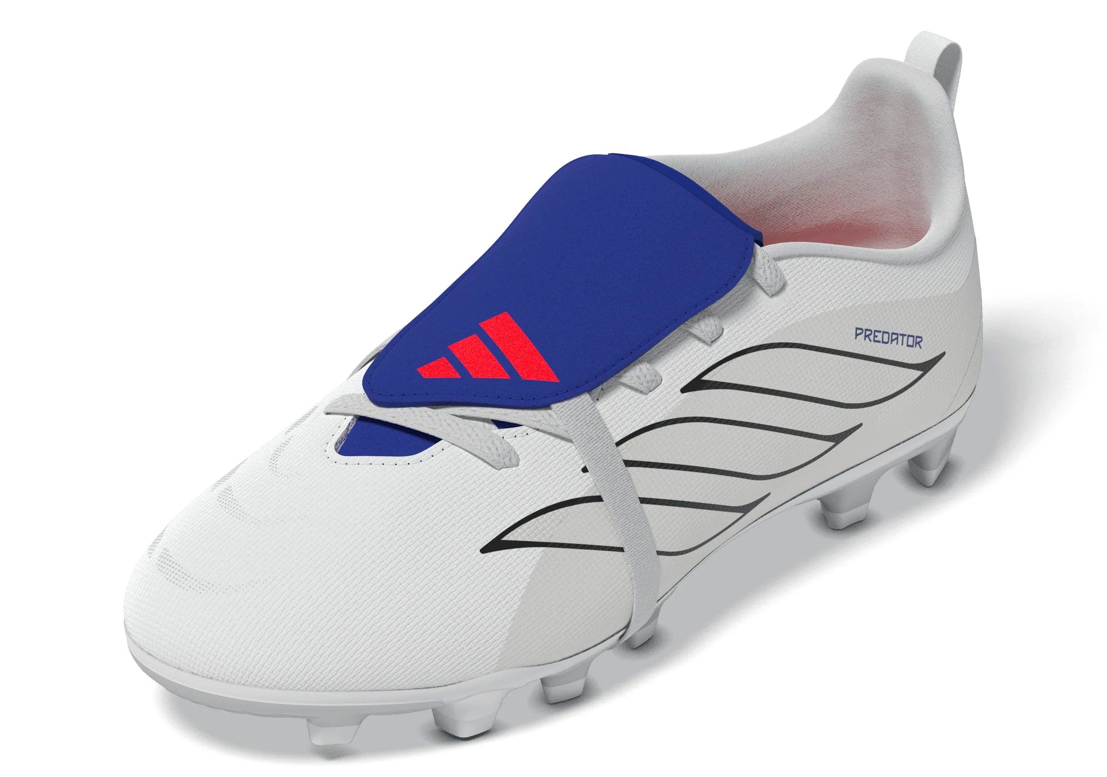adidas Predator Club Fold Over Tongue Elastic Laces Firm Ground Multi Ground Youth Soccer Cleats White