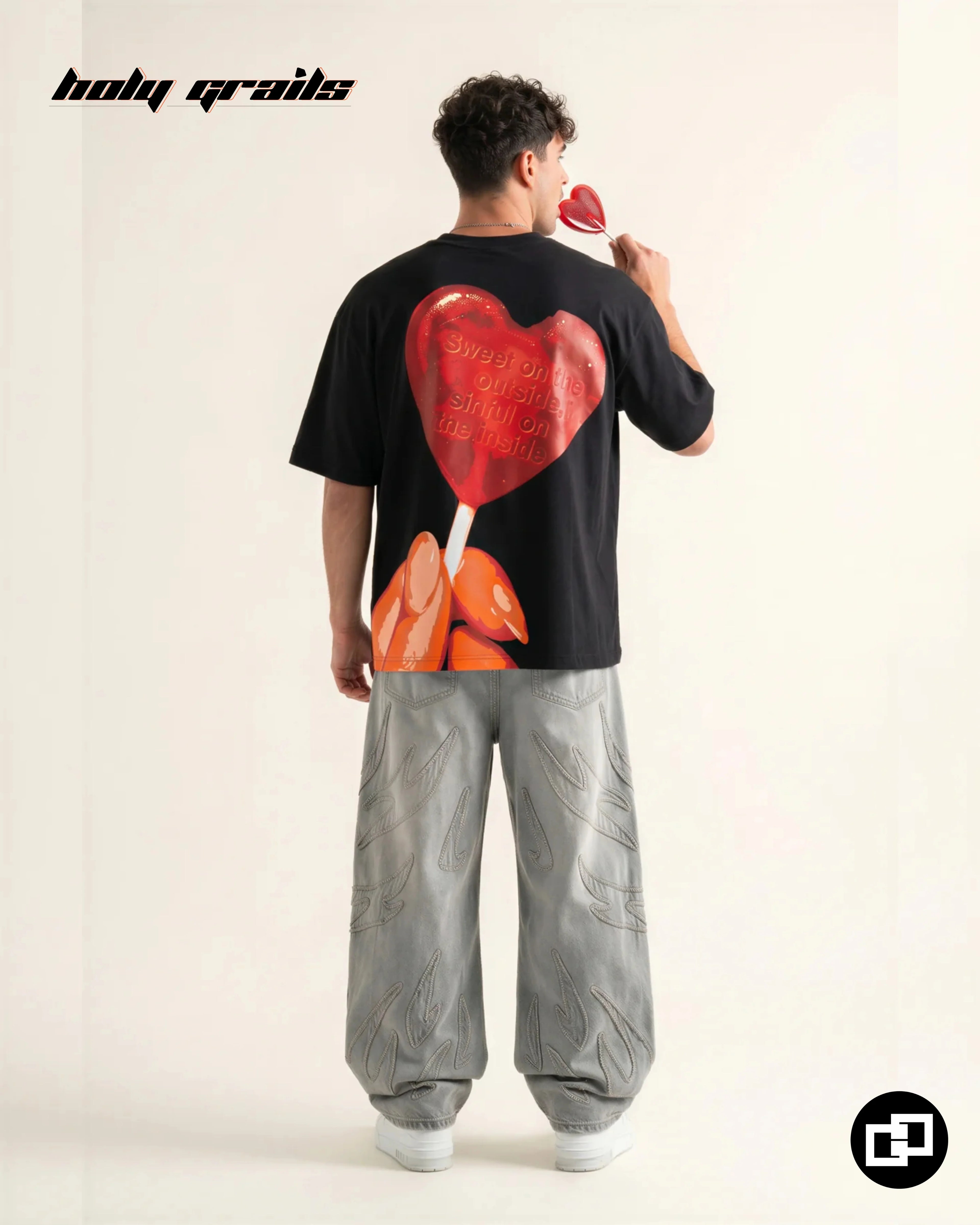 Sinful Delight Black Oversize Tee HG x Grey Hound