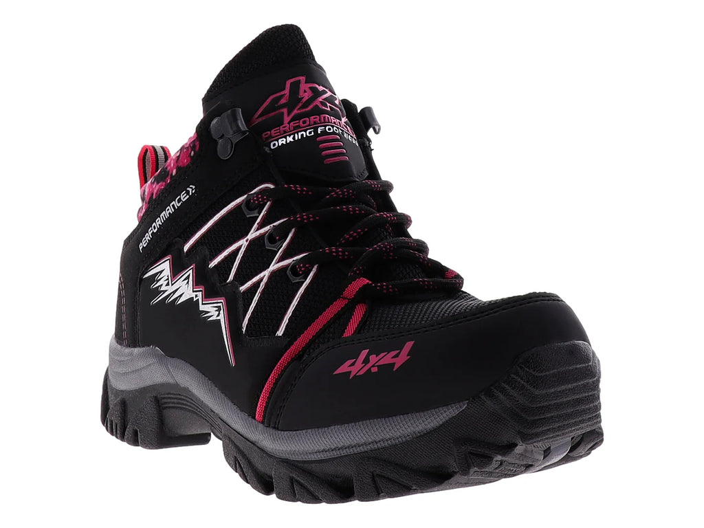 Botas 4X4 Excursionismo Negro y Fucsia para Mujer