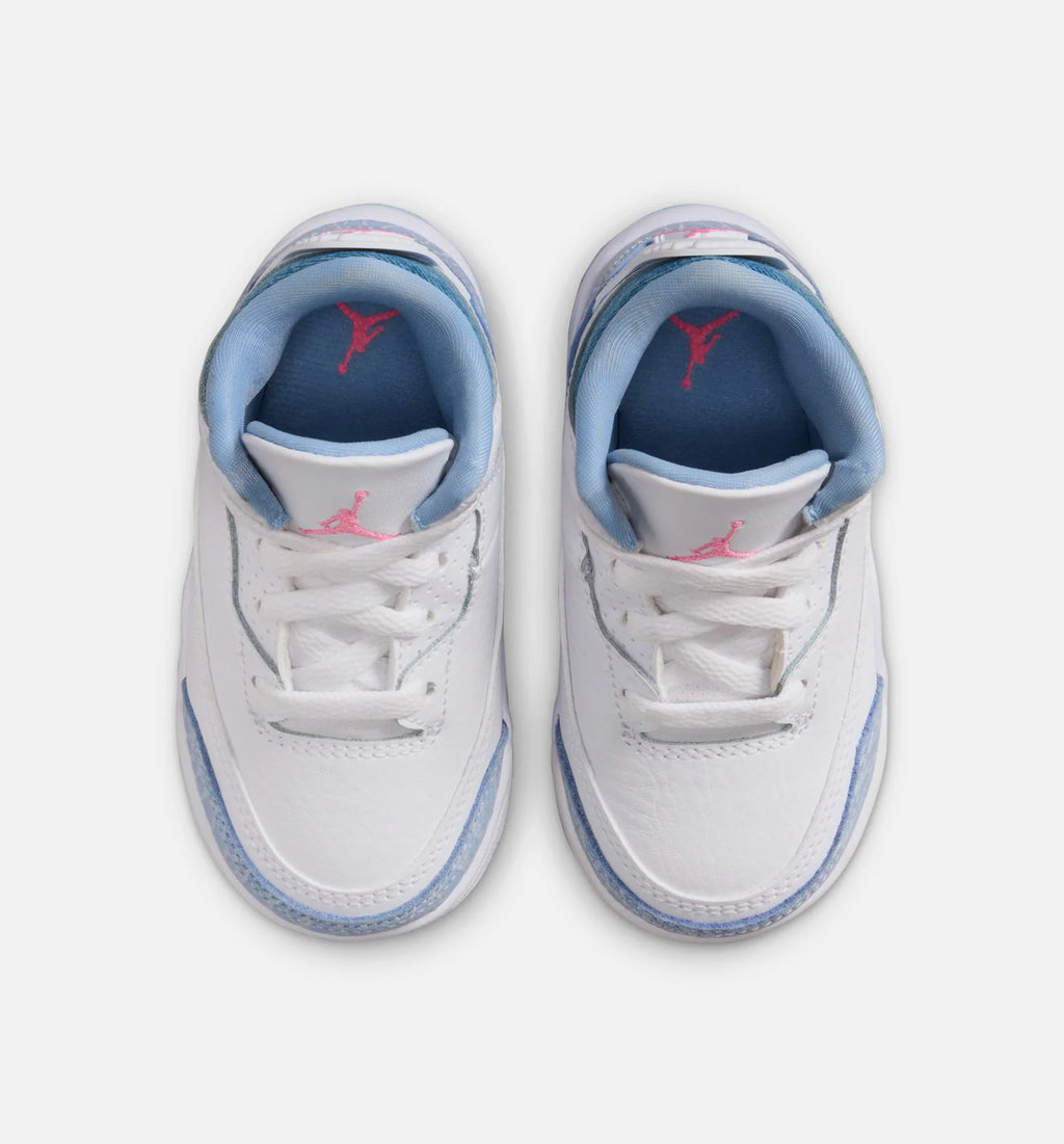 Air Jordan 3 Retro Cobalt Bliss Infant Toddler Lifestyle Shoe White Cobalt Bliss Football Grey Pink Glow
