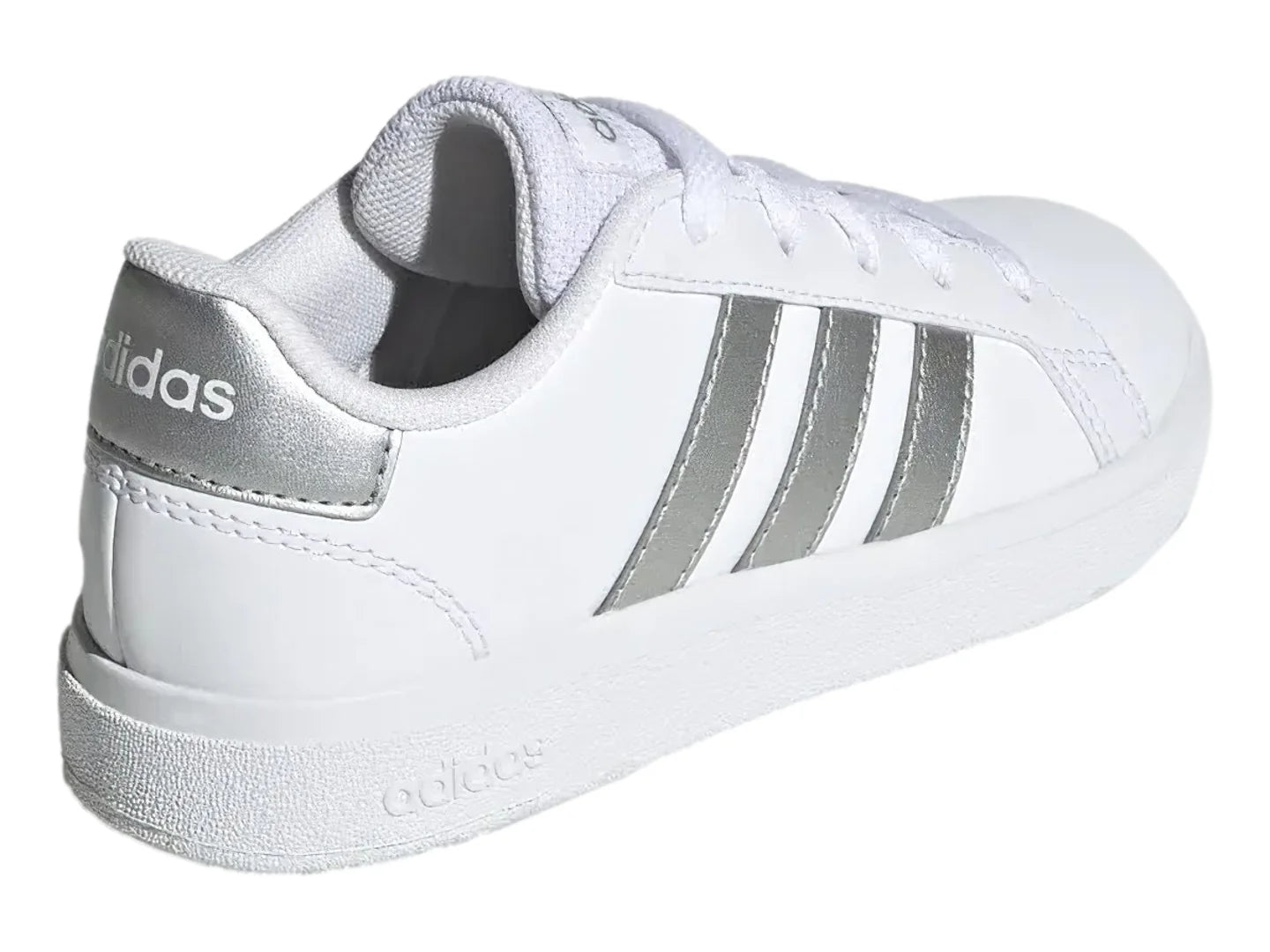 Tenis Adidas Grand Court 20 Blanco y Plata para Niña