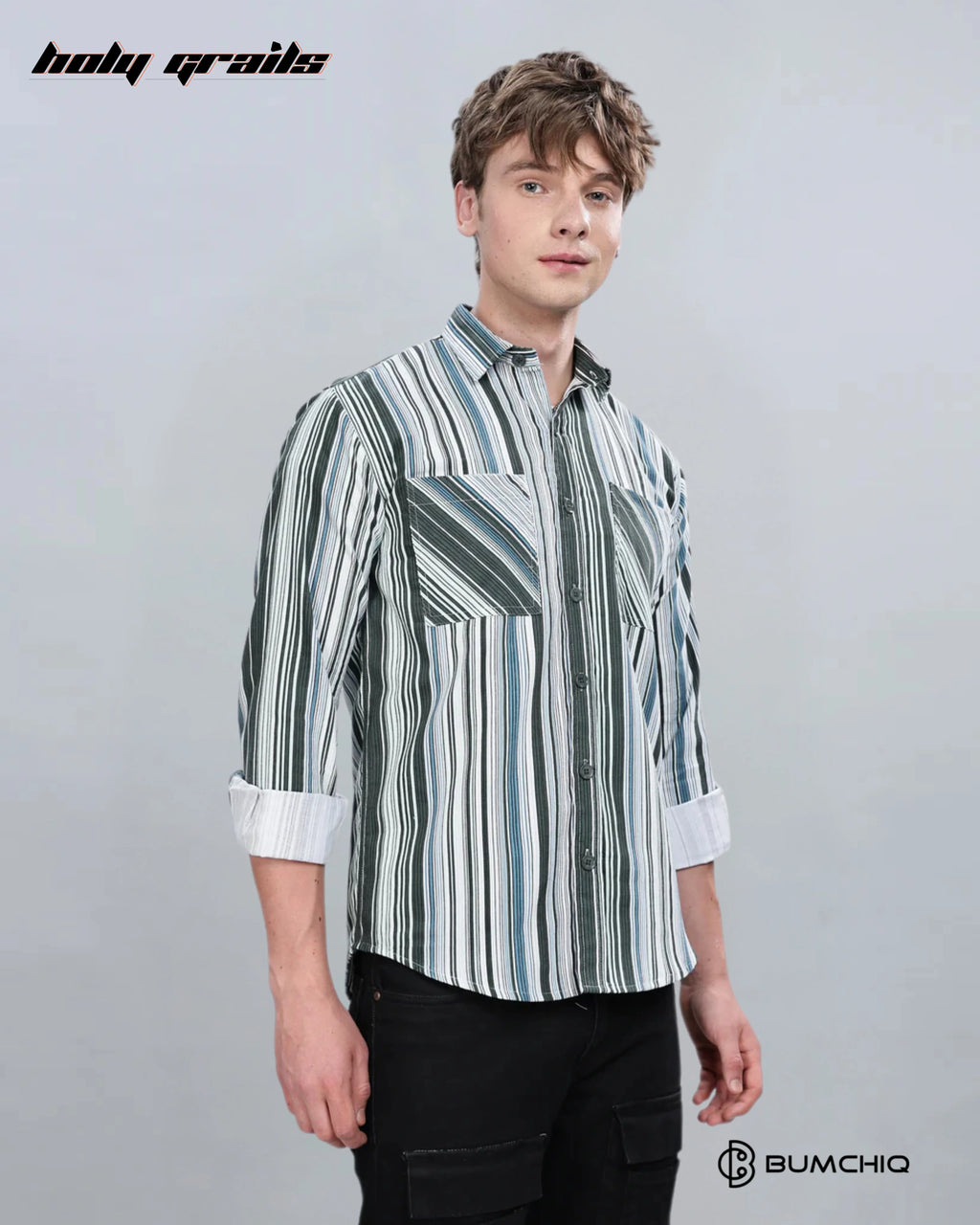 Green Blue Stripes Overshirt HG x Bumchiq